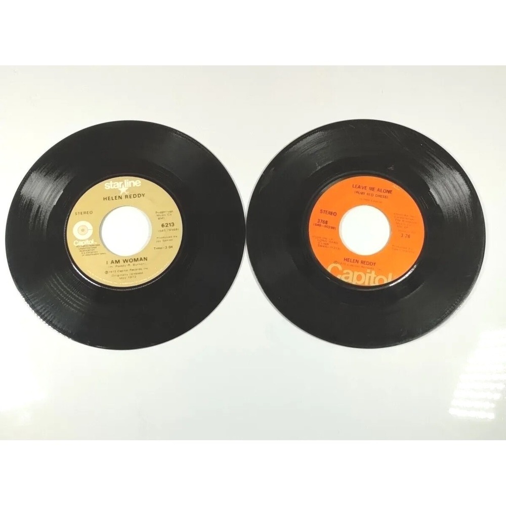 Helen Reddy Lot Of 2 45 RPM Capitol Records I Am Woman Leave Me Alone Read.